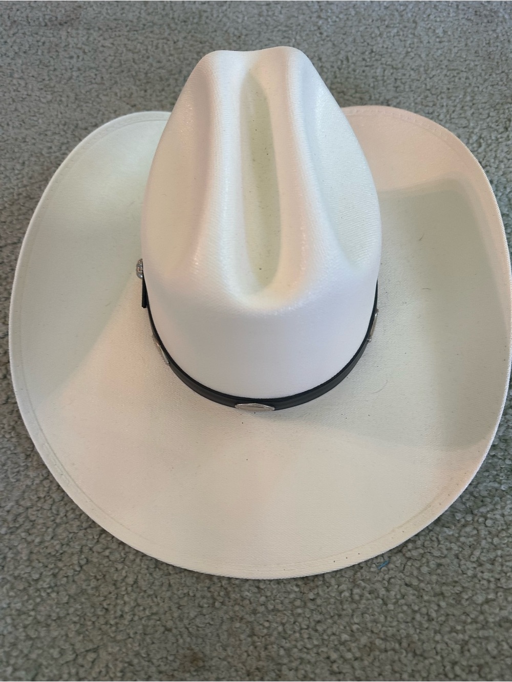 White Cowboy Hat with Black Band - Women Accessories
